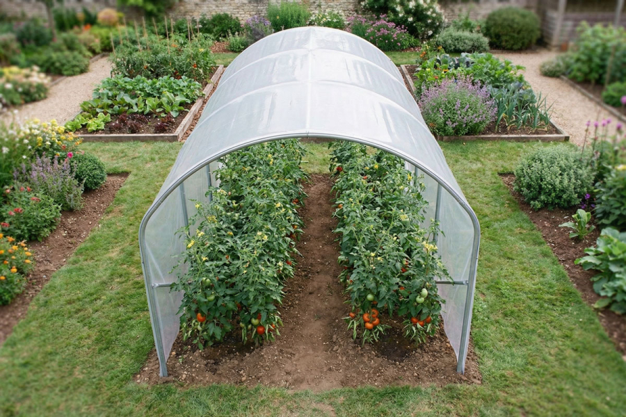 UISEBRT Serre De Jardin 180x90x90 Cm Pour Tomates - Filet Anti-Insectes, 2 Portes Enroulables - Serre Balcon Et Jardin - Blanc