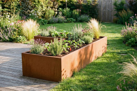 Bac Corten Jardinière - En L - hauteur 60cm